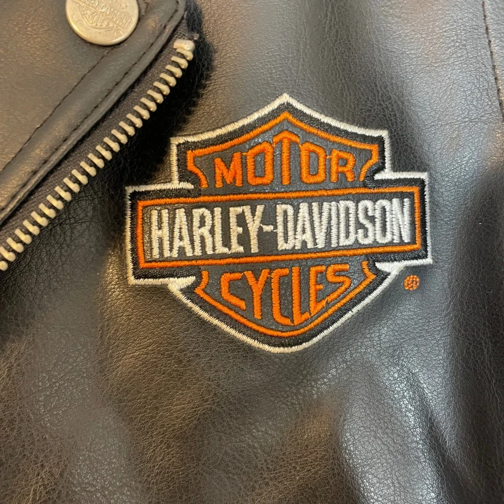 Kids Harley Davidson Faux Leather Biker Jacket Black Size 6